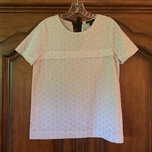 J Crew Blue Stripe Eyelet Top